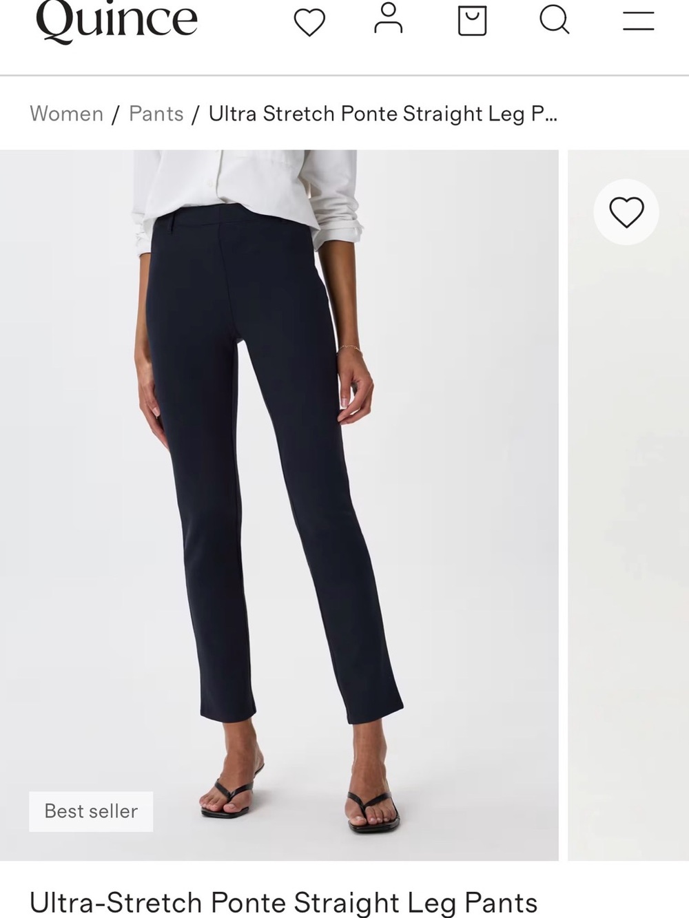Quince Ultra-Stretch Ponte Straight Leg Pants - Navy